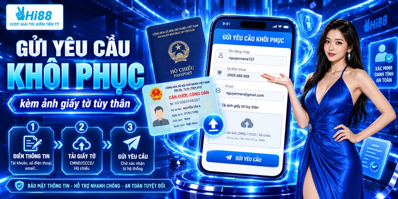Gửi yêu cầu khôi phục kèm ảnh giấy tờ tùy thân