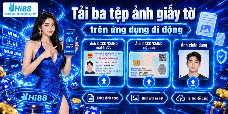 Tải ba tệp ảnh giấy tờ trên ứng dụng di động
